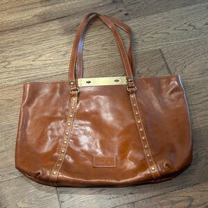 Patricia Nash Cognac Leather Stud-Trim Tote